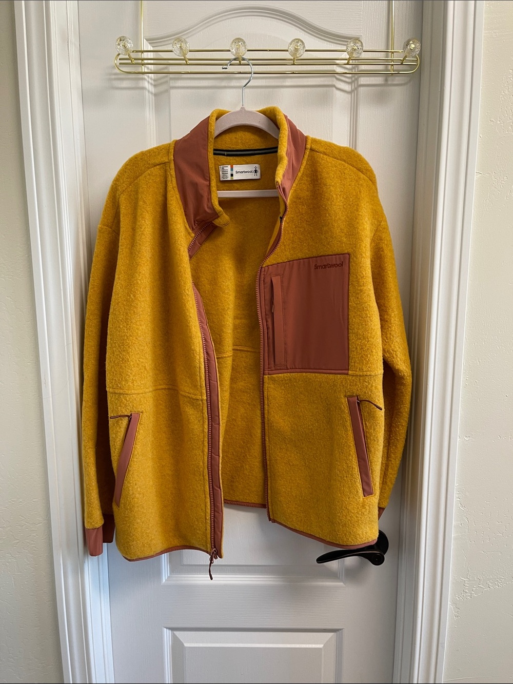 Smartwool Golden Yellow Fleece Jacket with Rust Accents